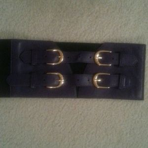 Bebe Belt - Dark Purple & Black with Gold Buckels